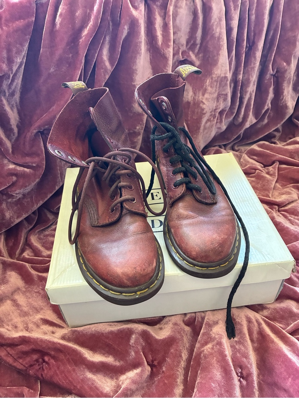 Dr. Martens Burgundy Leather Combat Boots